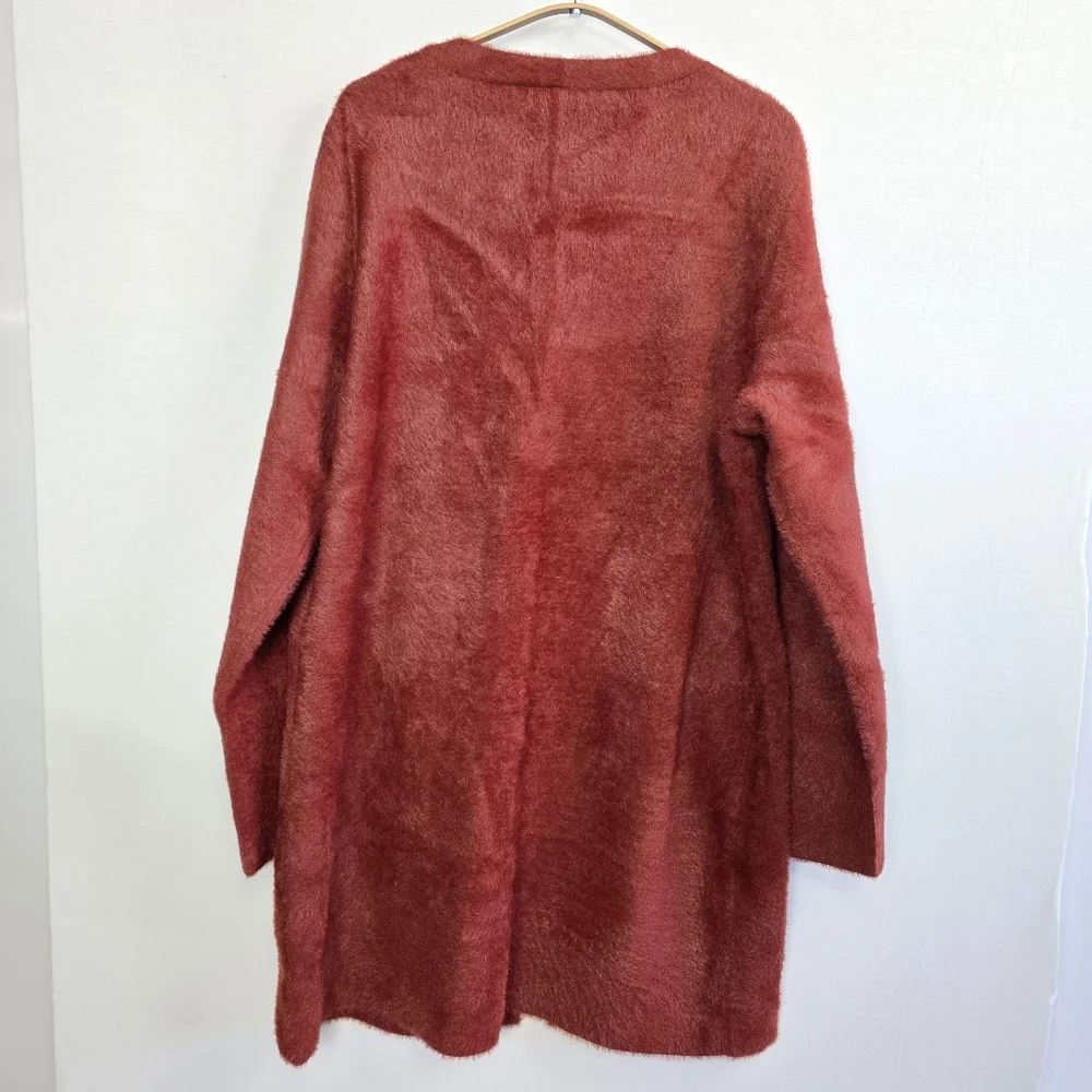 NWT MAX STUDIO LONDON Long Sleeve Open Teddy Soft Cardigan Patch Pockets Size L